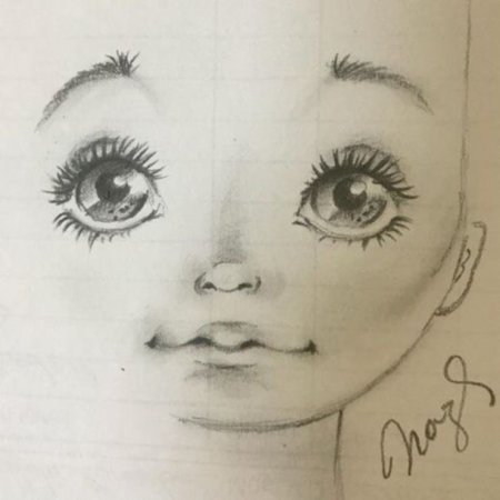 Поэтапное рисование лица куклы