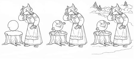 Лисичка с колобком раскраска