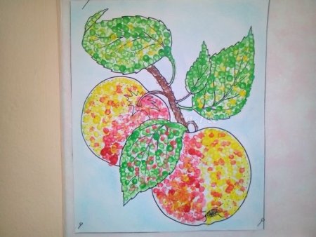 Рисование ватными палочками фрукты
