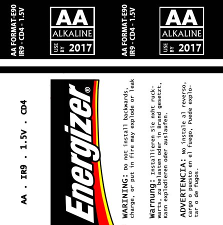 Этикетка батарейки