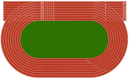 Разметка беговой дорожки на стадионе 200 метров