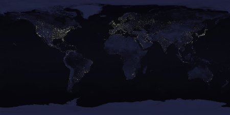 Мир из космоса ночью