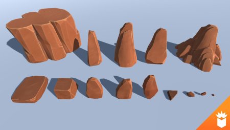 3d модель камня Low Poly