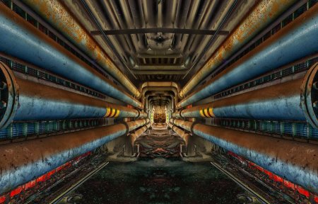 Тоннель с трубами