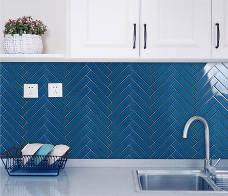 Kerama Marazzi плитка елочкой синяя