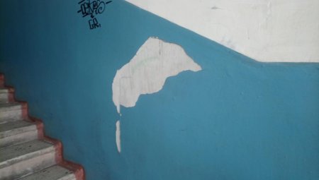 Отслоение краски на стенах в подъезде