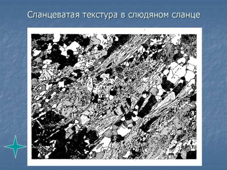 Сланцеватая текстура породы в шлифе