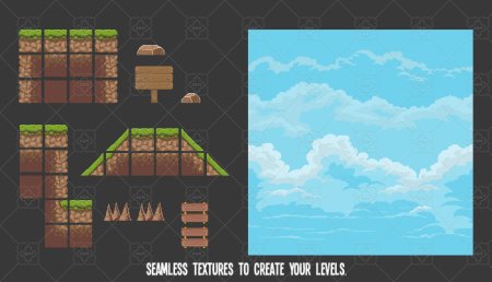 Пиксельные спрайты земли для игры