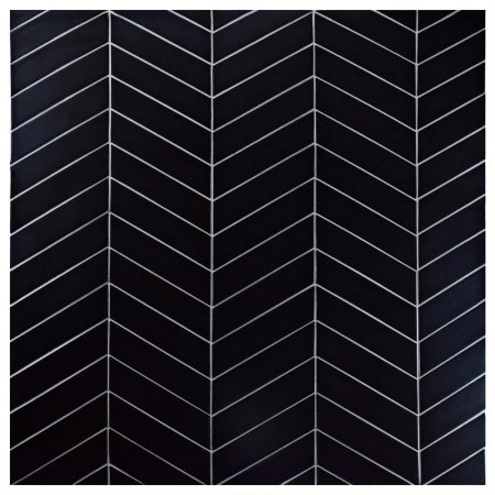 Retro Soho Chevron 1.75" x 7" Porcelain field Tile in Black