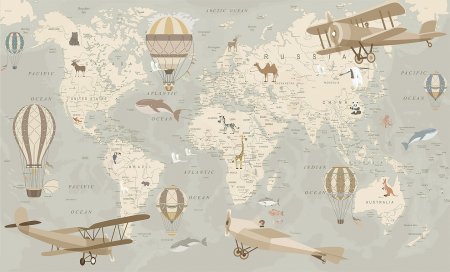 Фотообои карта с аэропланами, арт: 31740