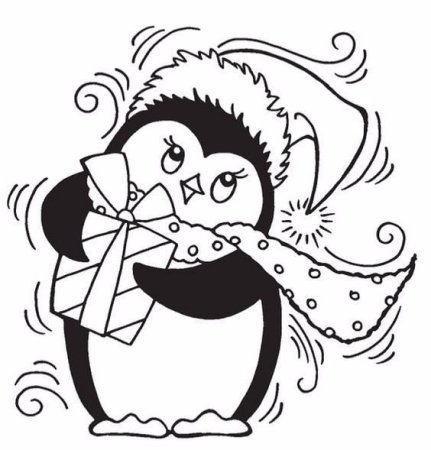 Новогодний Пингвин раскраска