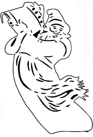 Дед Мороз на окно трафарет большой