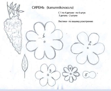 Цветок сирени шаблон