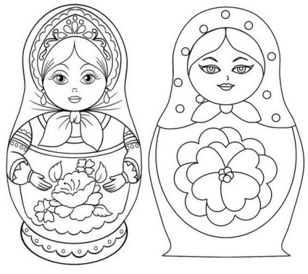 Раскраска русские матрешки