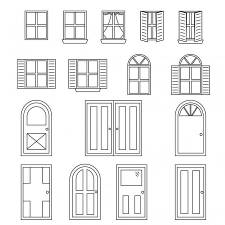 Трафареты окон и дверей для домика на окно (45 фото)