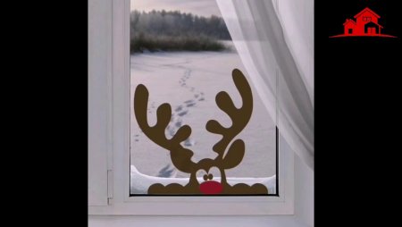 Трафареты деда мороза выглядывающего из окна на оена (48 фото)