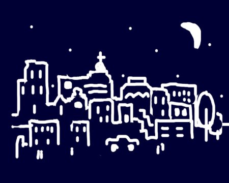 Трафарет ночной город