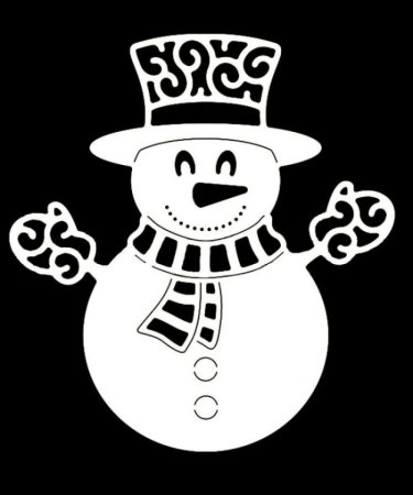 Снеговик трафарет для вырезания