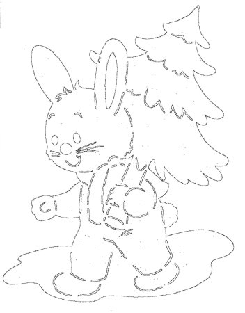 Новогодний заяц трафарет на окно