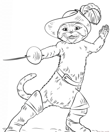 Котик из Шрека раскраска