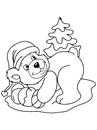 Новогодний медведь раскраска