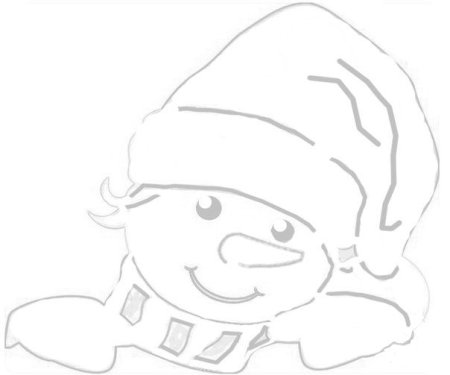 Выглядывающий Снеговик на окно трафарет