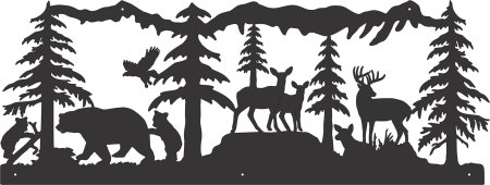 Силуэты гор и лесов