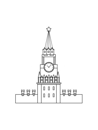 Силуэт Спасской башни Кремля для раскрашивания