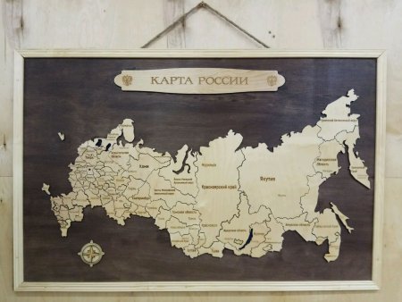 Деревянная карта России на стену