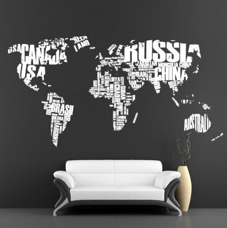 Контур карты мира на стену
