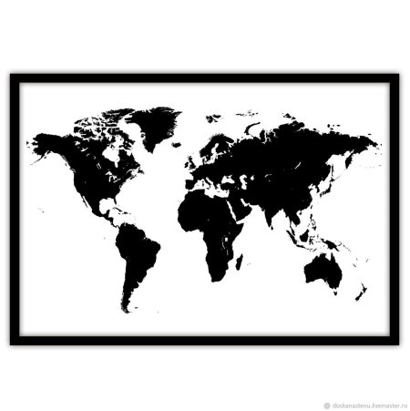 Карта мира черно белая