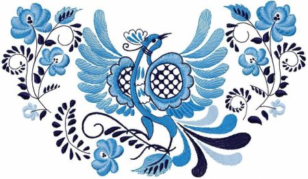 Гжельская роспись птица