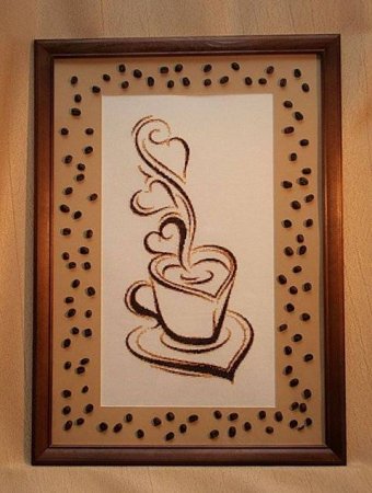 Панно из кофейных зерен на кухню