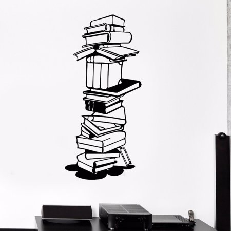 Стопка книг наклейка на стену