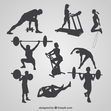 Силуэты спортсменов в спортзале