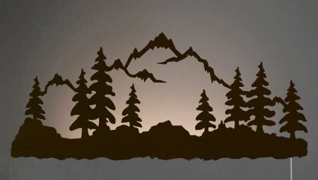 Силуэты гор и лесов