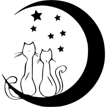 Трафарет кот на Луне