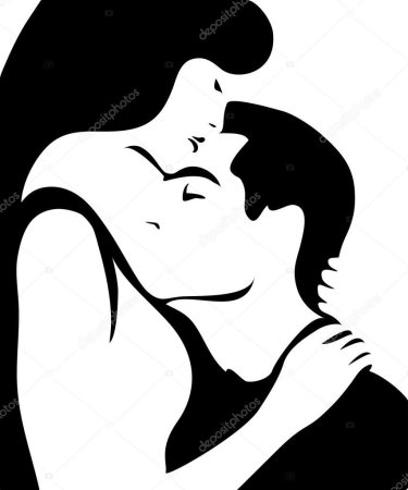 Силуэт обнимающихся мужчины и женщины