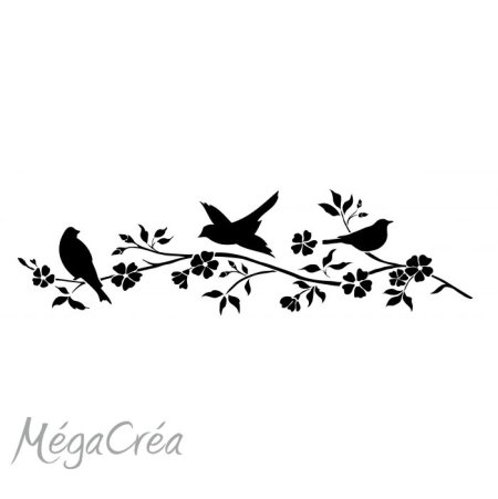 Трафарет цветы бабочки птички на стену