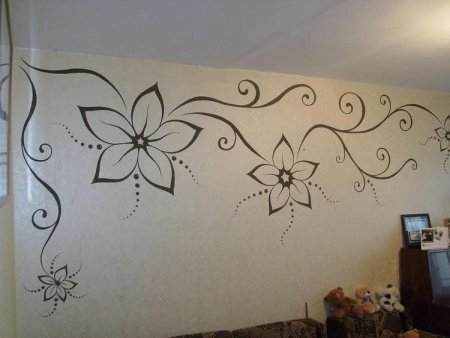 Трафаретные цветы для росписи стен