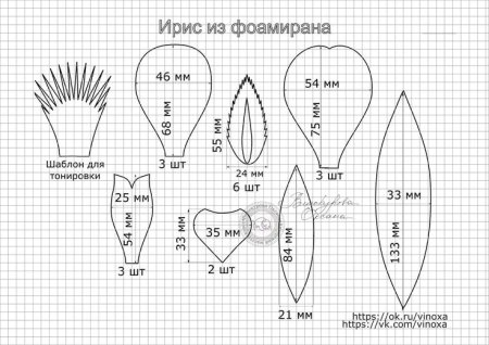 Выкройка ириса из шелка