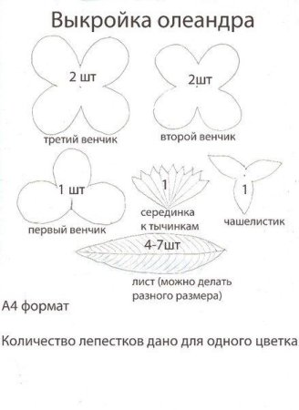 Лист гортензии выкройка