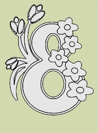 Трафарет 8 марта