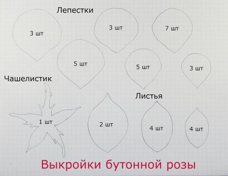 Выкройка лепестков розы