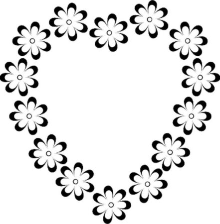 Сердечко из цветов раскраска