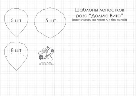 Роза Дольче Вита из фоамирана шаблоны