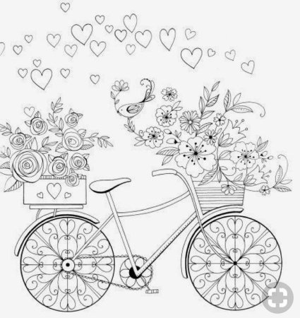 Велосипед с цветами трафарет