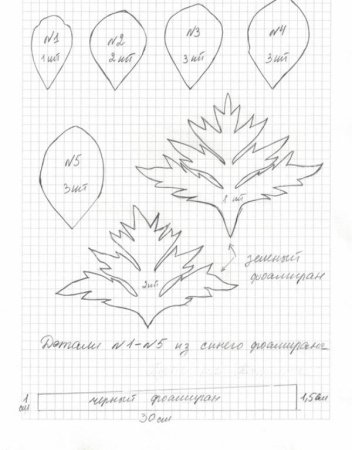 Выкройка анемона из фоамирана