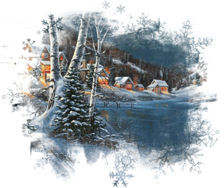 Новогодние пейзажи на прозрачном фоне