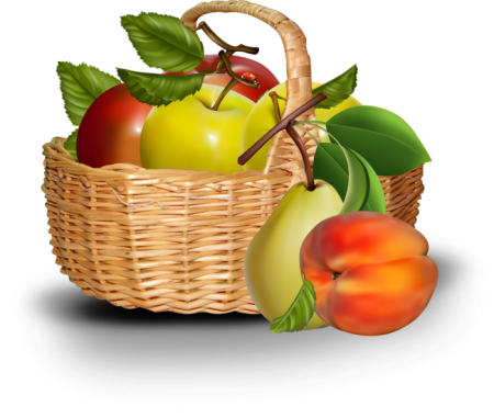 Корзинка с фруктами вектор
